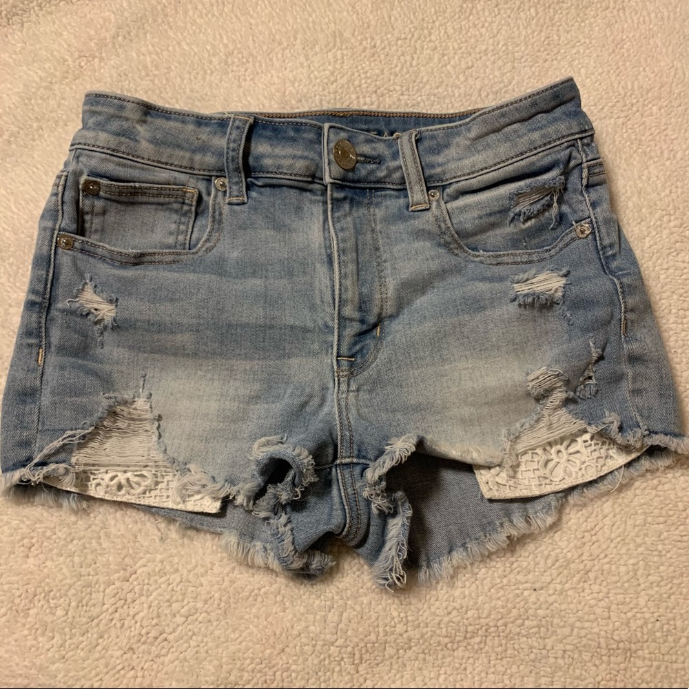 American Eagle Hi-Rise Shortie Jean Shorts Cut off